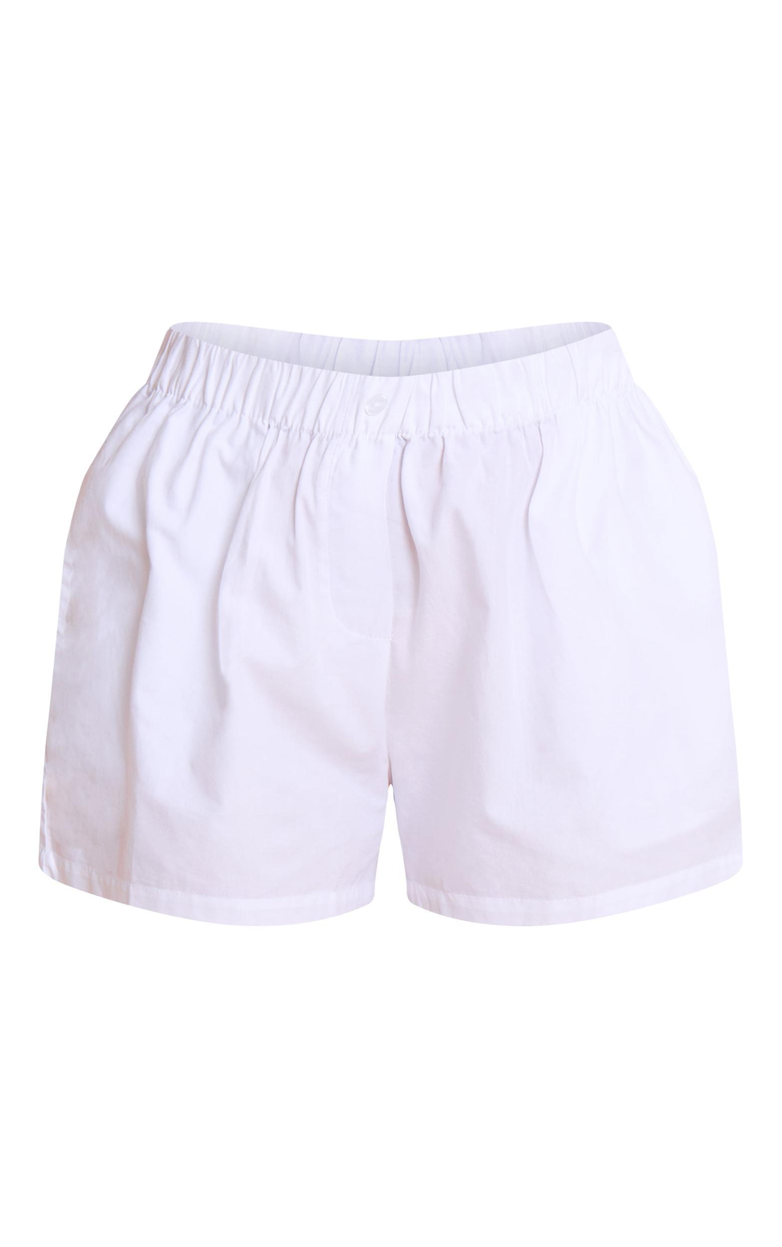  White Poplin Floaty Shorts Product Image