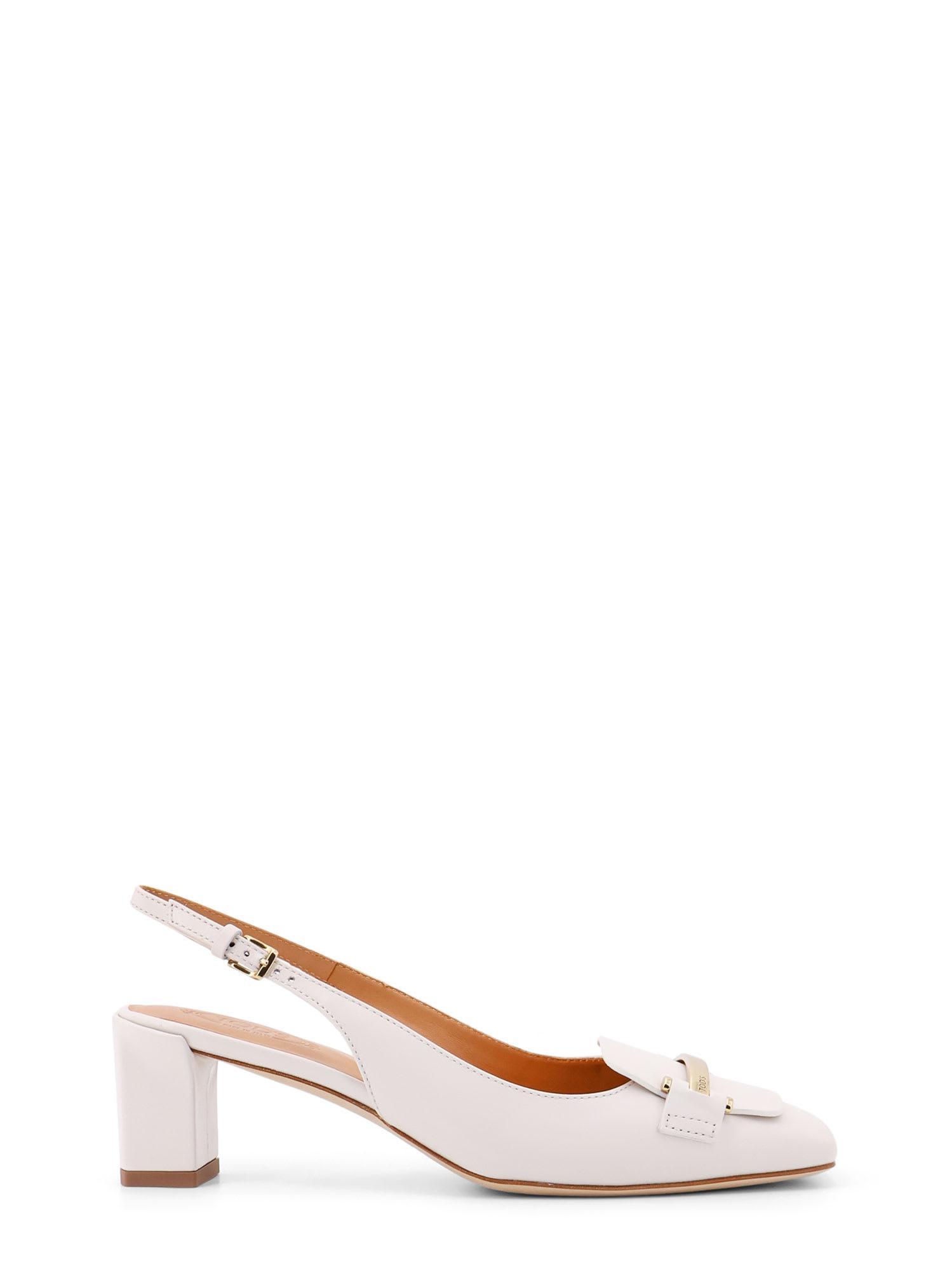 TOD'S 50 Calf Leather Slingback Pumps In White Product Image