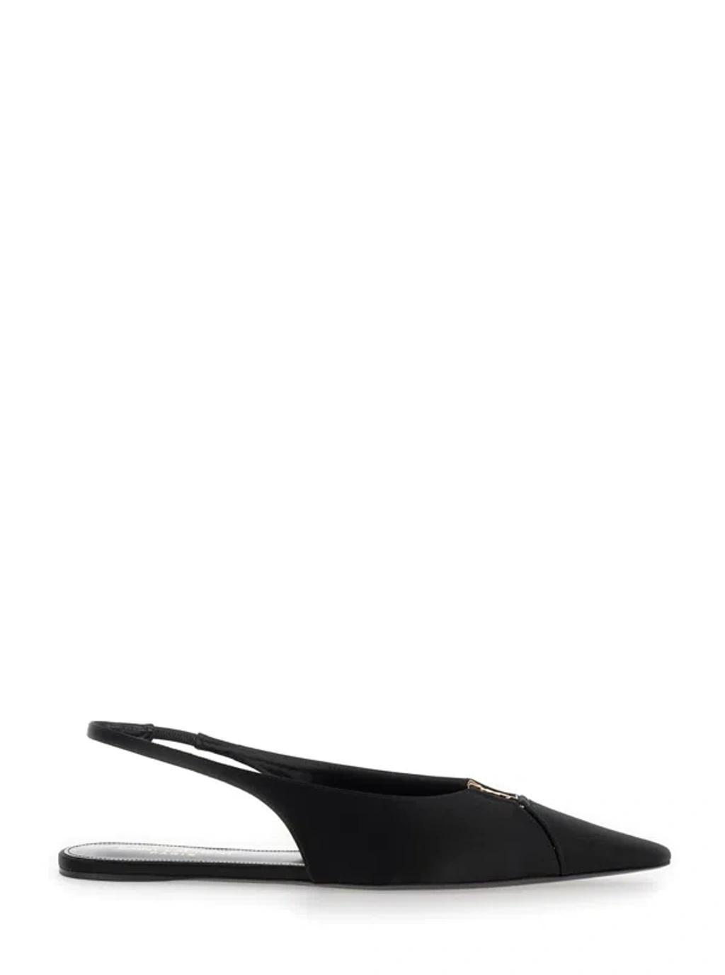 SAINT LAURENT Babylone Slingback Ballerinas In Black Product Image