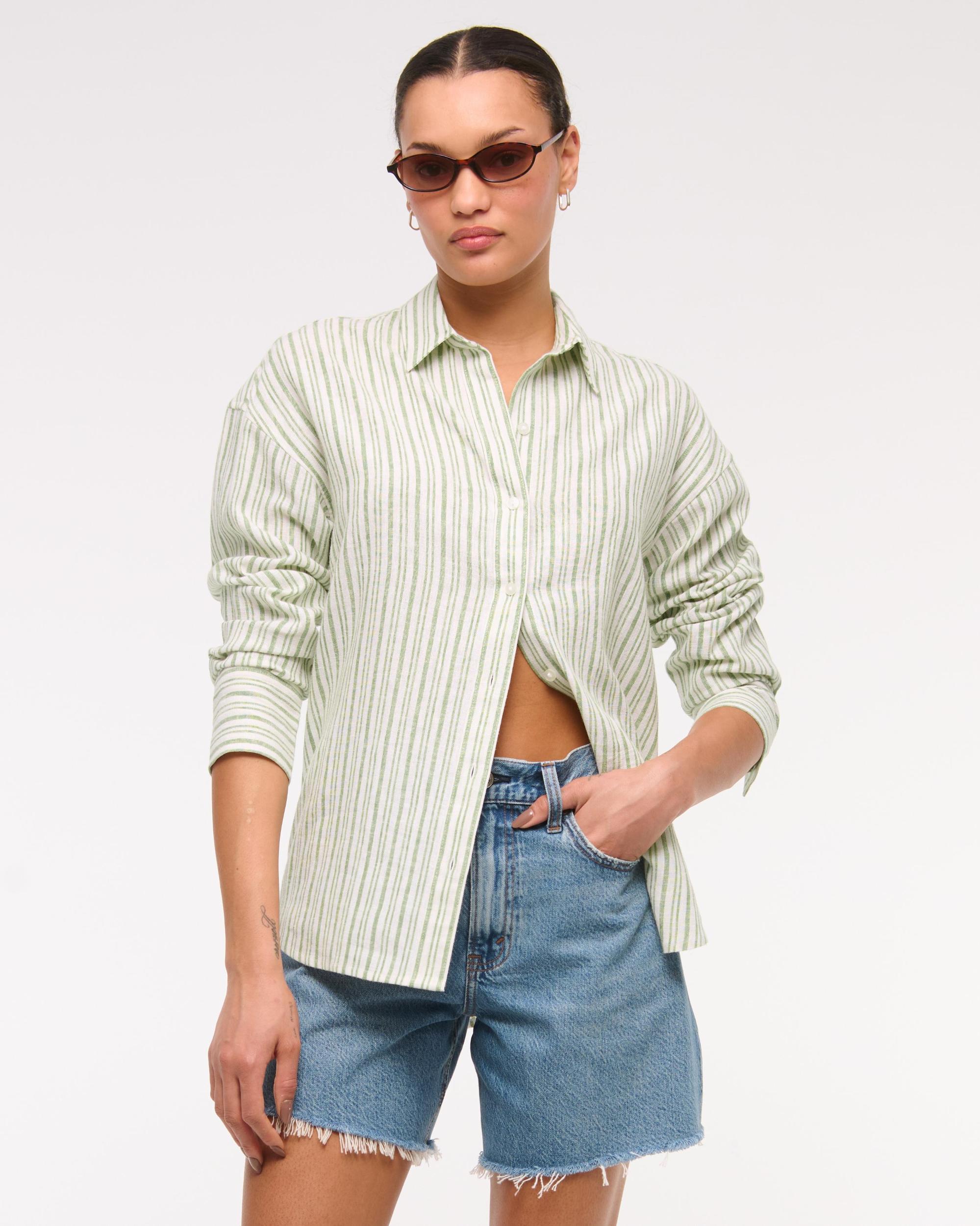Oversized Linen-Blend Shirt Product Image