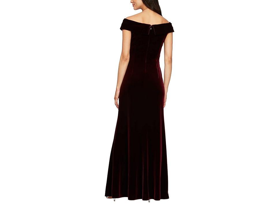 Alex Evenings Womens Velvet Off-The-Shoulder Evening Gown Product Image