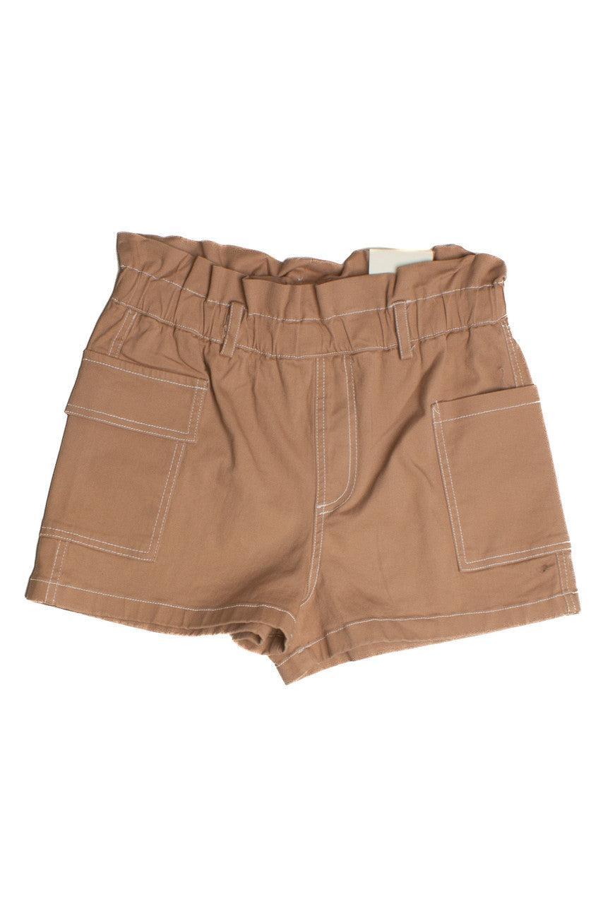 Taupe Paperbag Waist Cargo Shorts Product Image