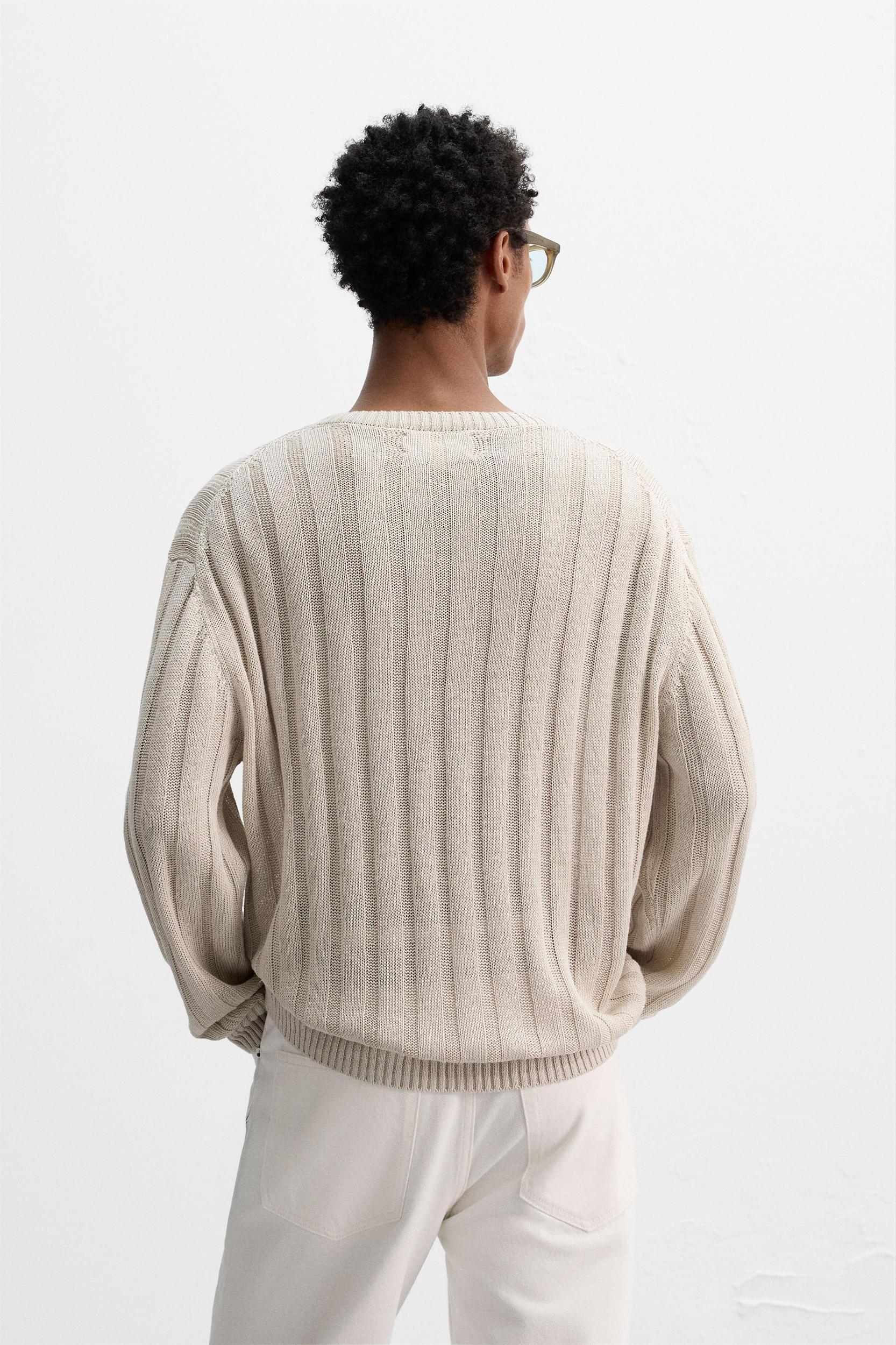 100% LINEN RIBBED SWEATER Product Image