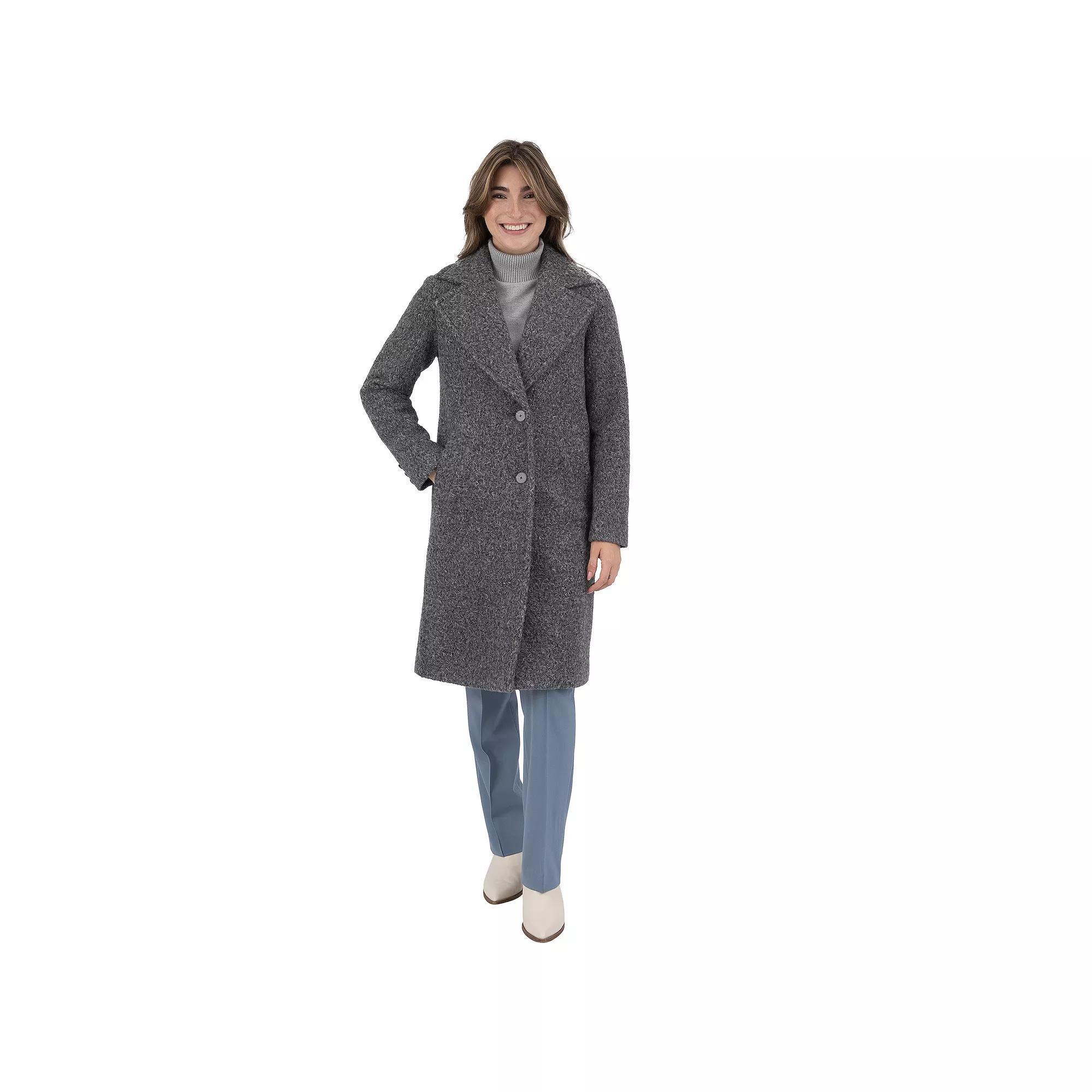 Women's Nine West Notch Collar Faux Wool Coat,  Product Image