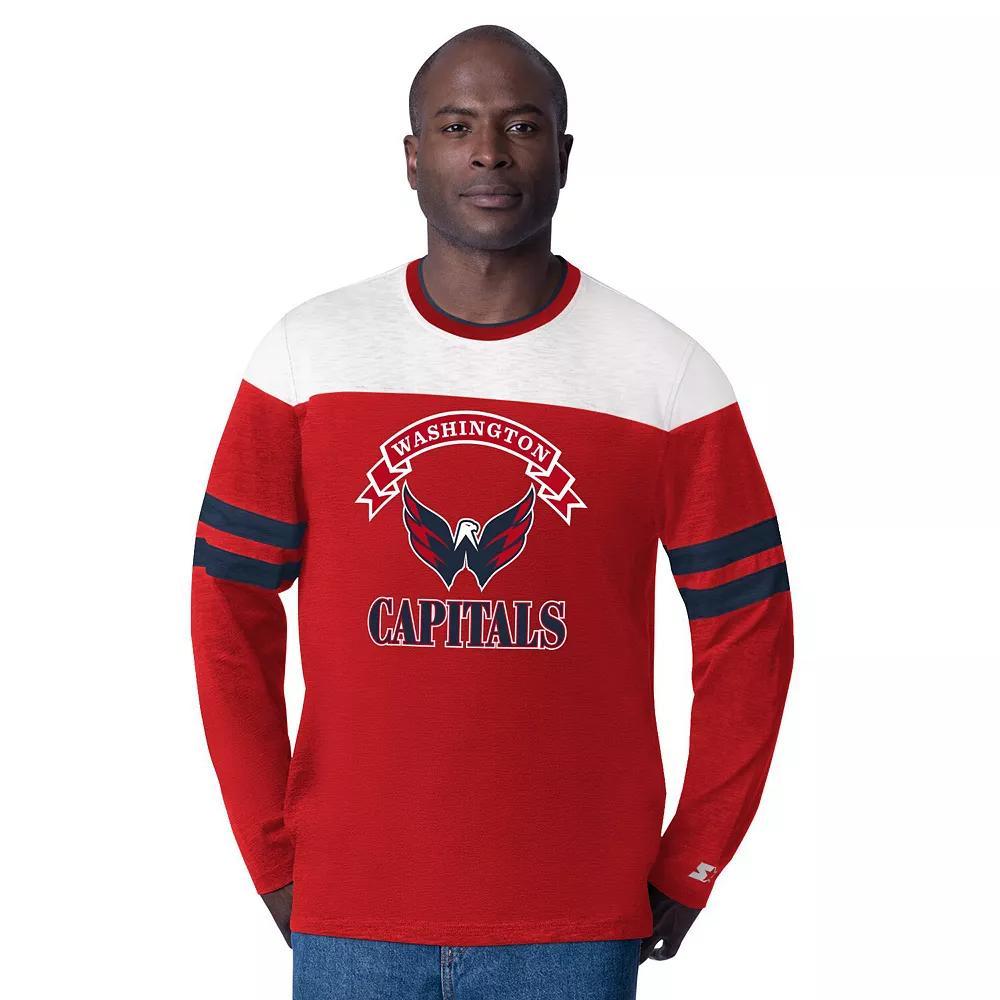 Men's Starter Red Washington Capitals Blitz Durene Long Sleeve T-Shirt,  Product Image
