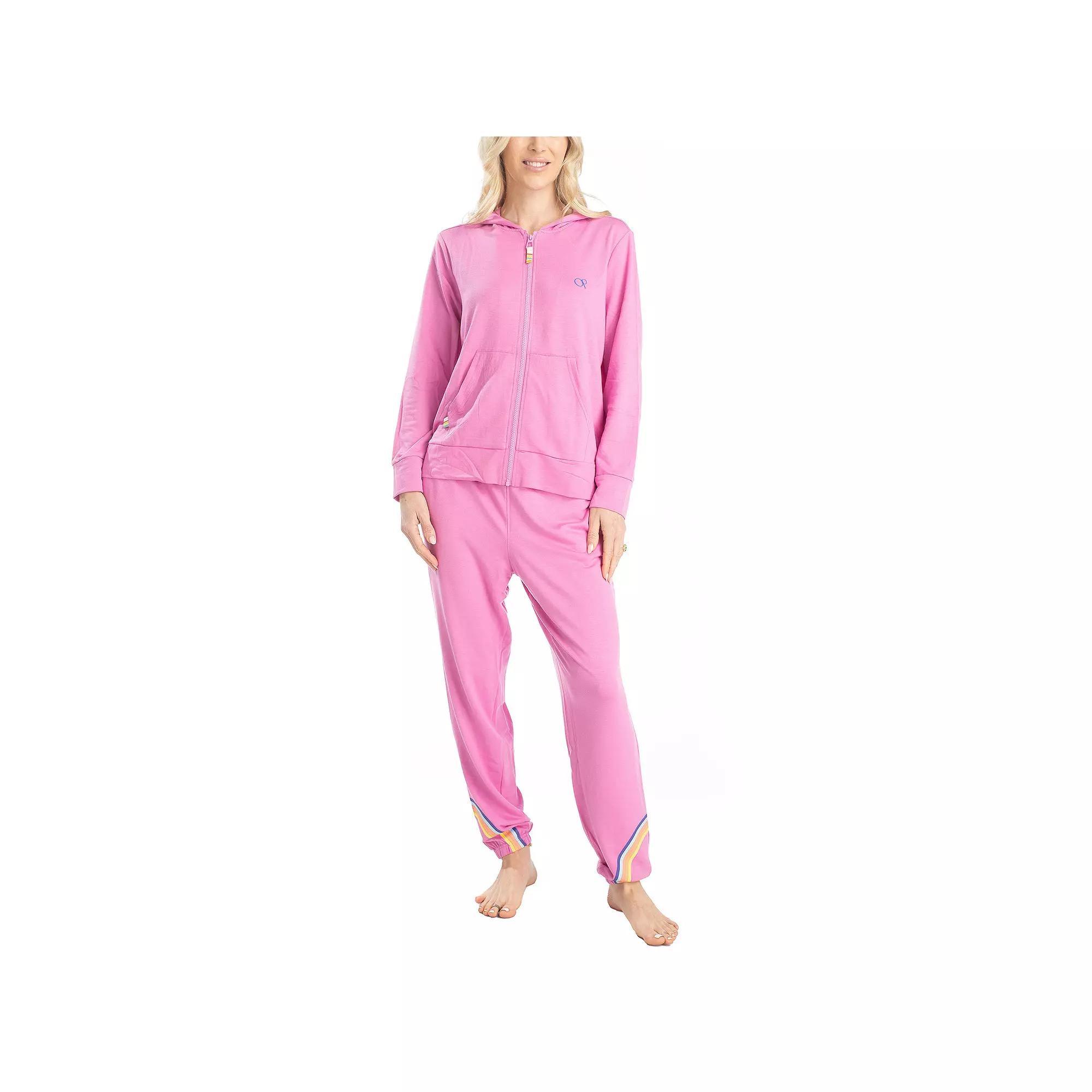 Women's Ocean Pacific® Day Breakers Hoodie & Jogger Pants Set, Size: Small, Pink Product Image