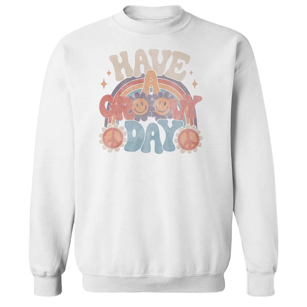 Juniors Groovy Day Graphic Fleece Sweatshirt, Womens Product Image