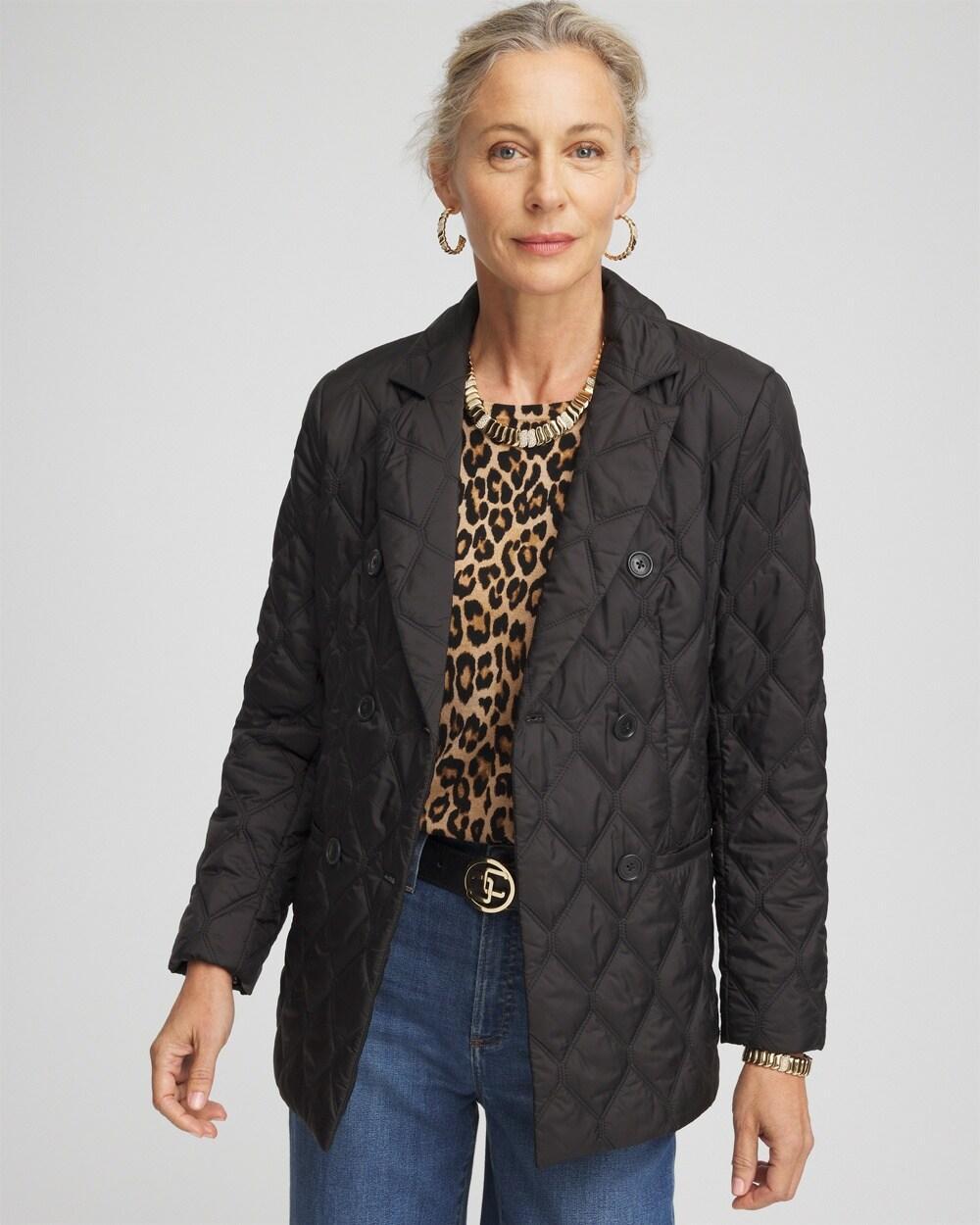 Nylon Quilted Double Breasted Blazer Product Image