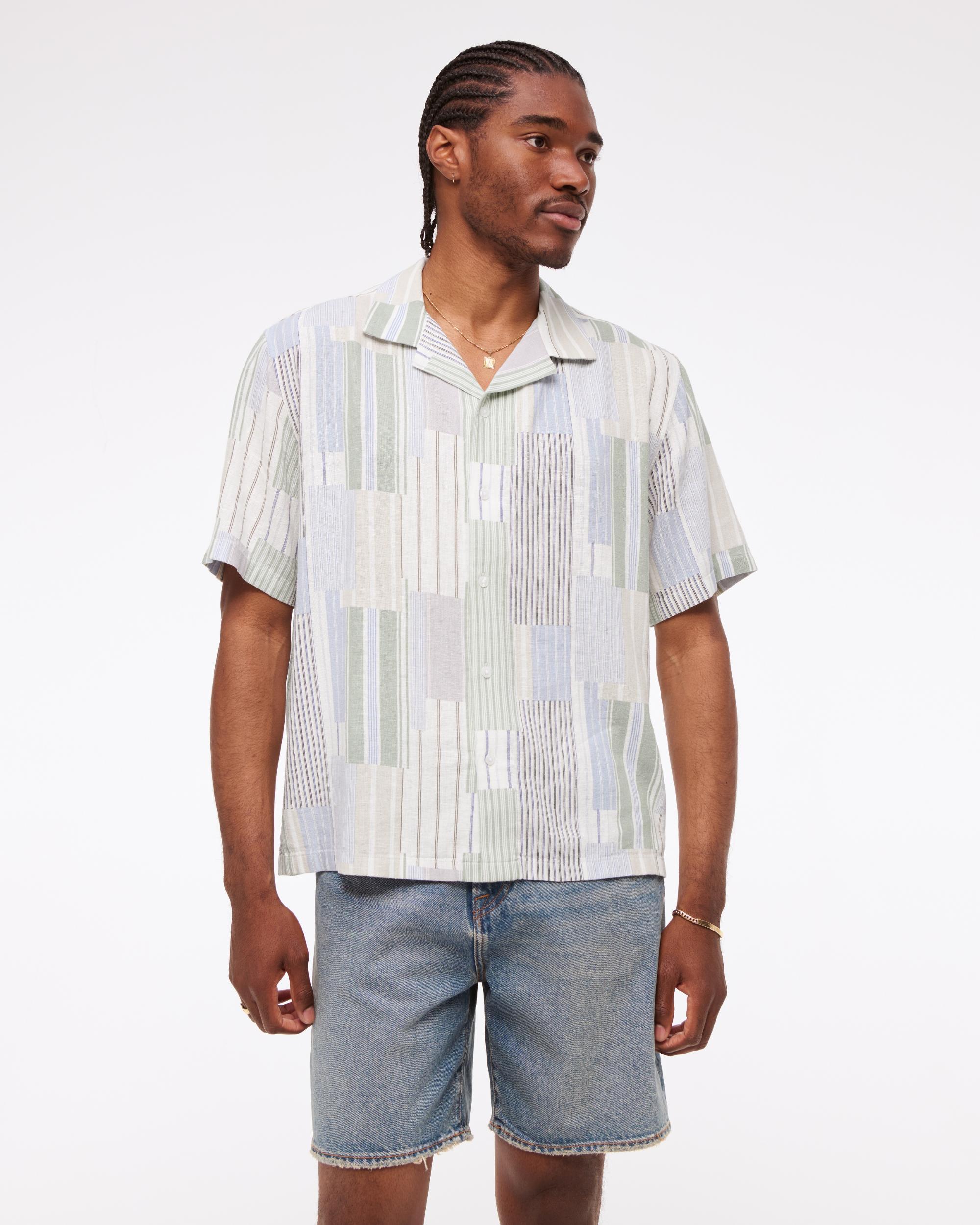 Camp Collar Summer Linen-Blend Shirt Product Image