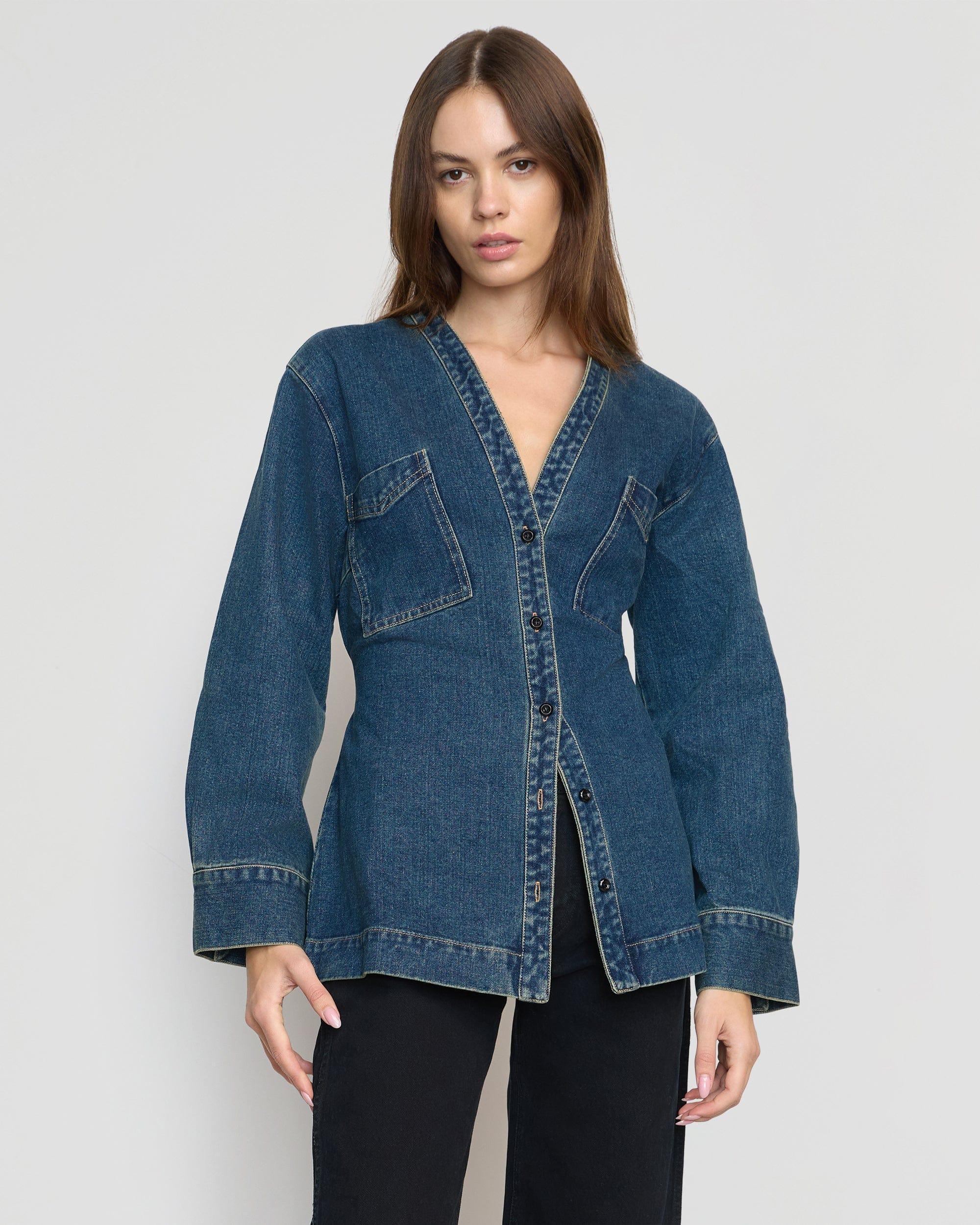 Emmett Structured-Sleeve Denim Jacket Product Image