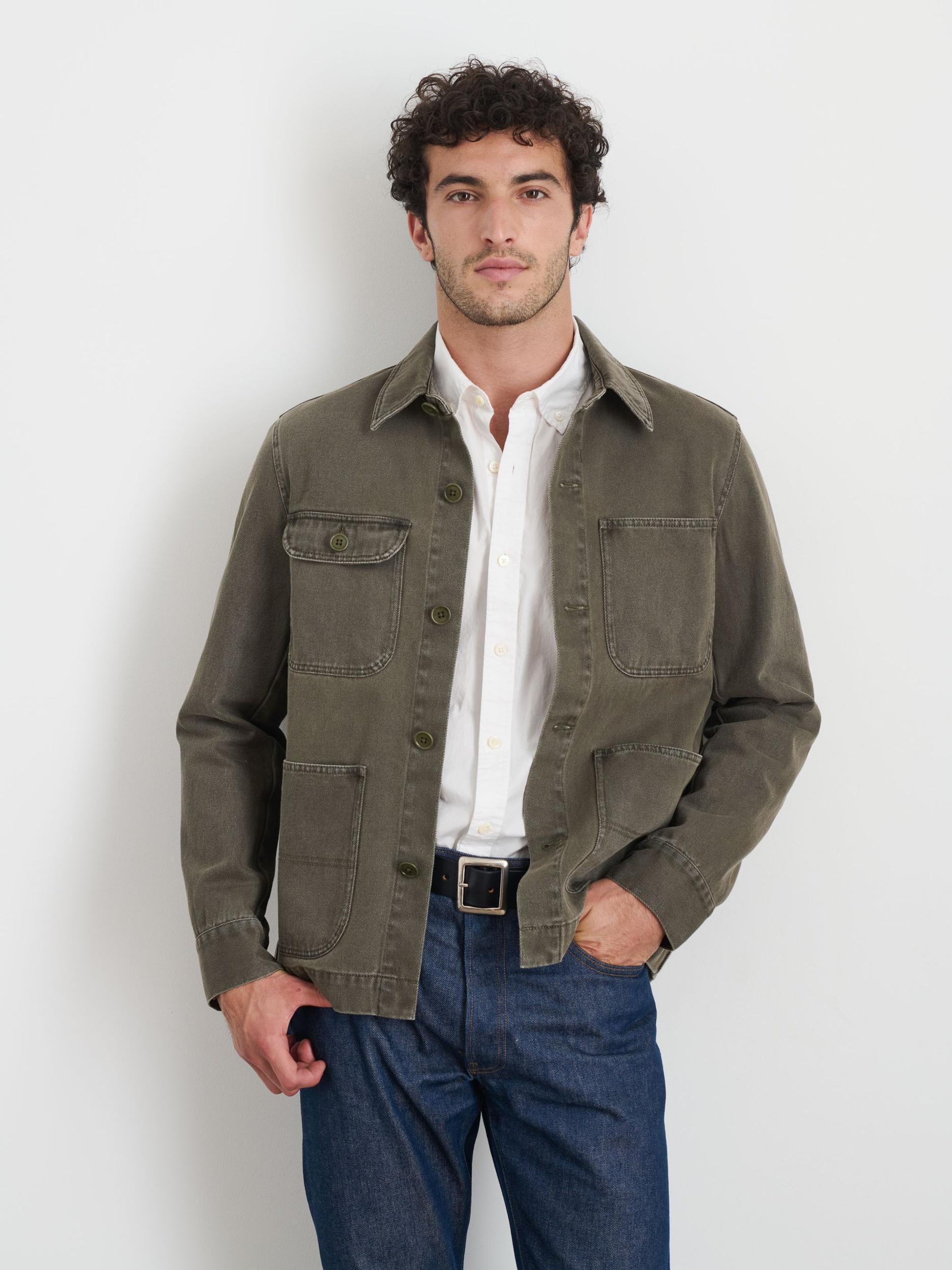 Garment Dyed Work Jacket in Recycled Denim Product Image