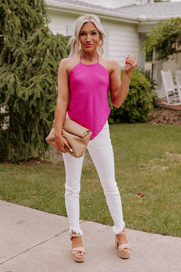 Setting Off Sparks Halter Top In Fuchsia Product Image