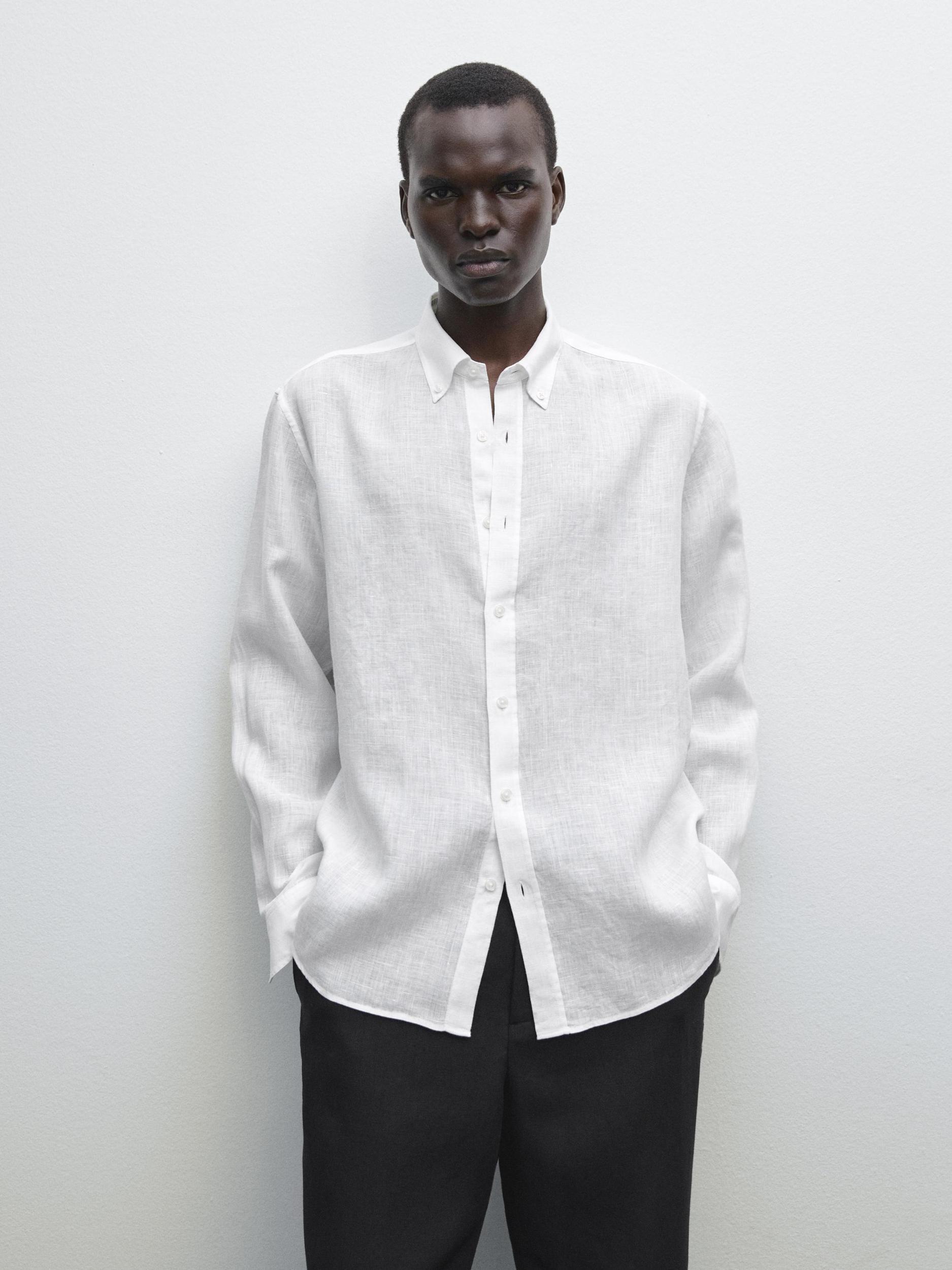 100% linen regular fit shirt Product Image