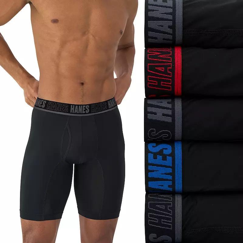 Men's Hanes Moves Ultimate 4+1 Bonus Pack Anti-Chafe 8" Long Leg Boxer Briefs with X-Temp,  Product Image