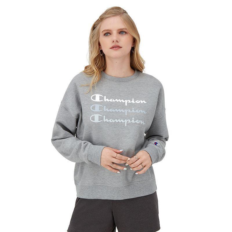 Champion Powerblend Relaxed Crew (Terracotta Pink Pe Heather) Women's Clothing Product Image