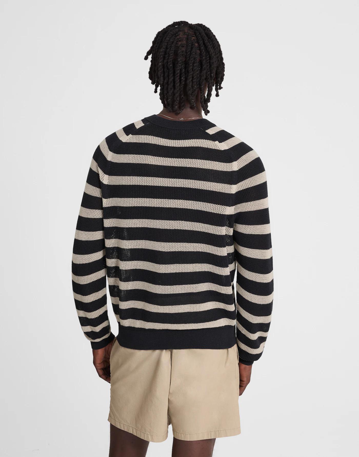 Mesh-Knit Crewneck Sweater in Lightweight Cotton-Linen Blend Product Image