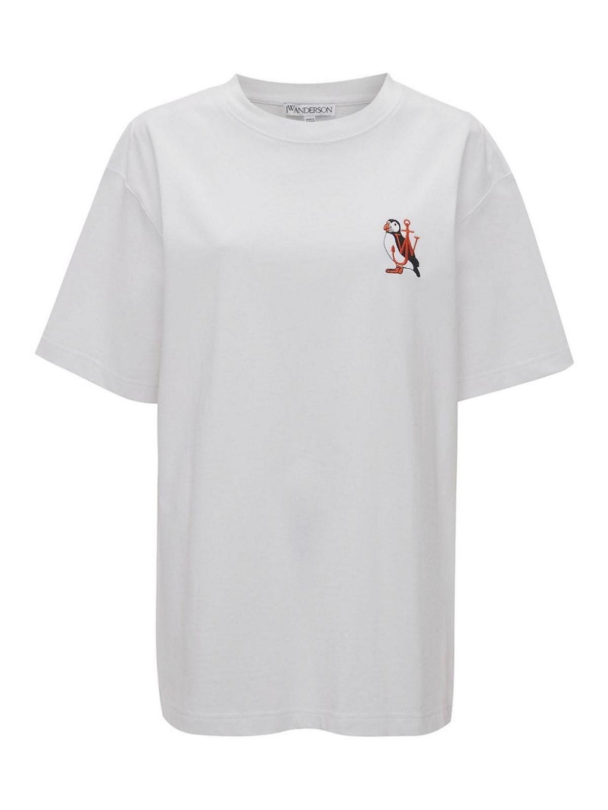 JW ANDERSON T-shirt With Canary Embroidery In White Product Image