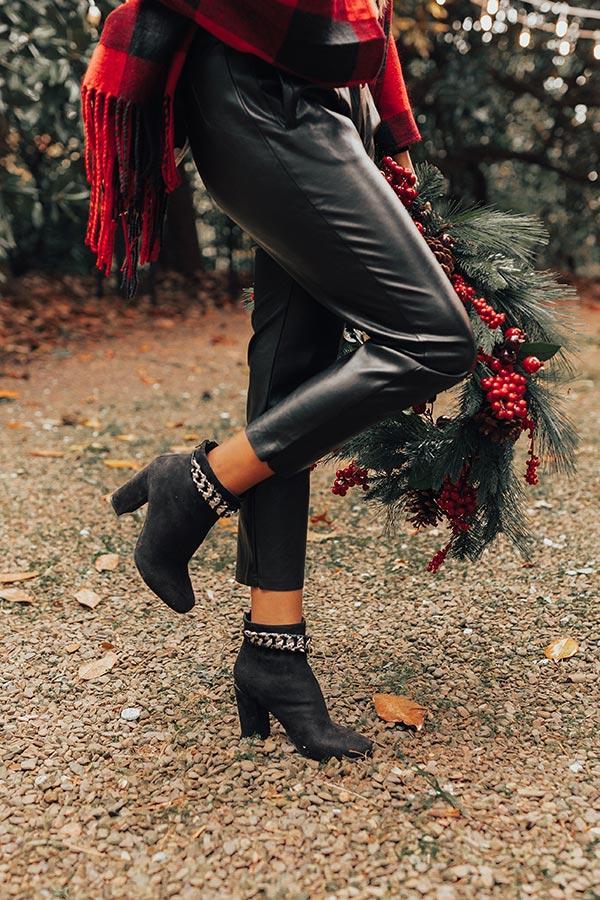 The Esperanza Faux Suede Bootie In Black Product Image