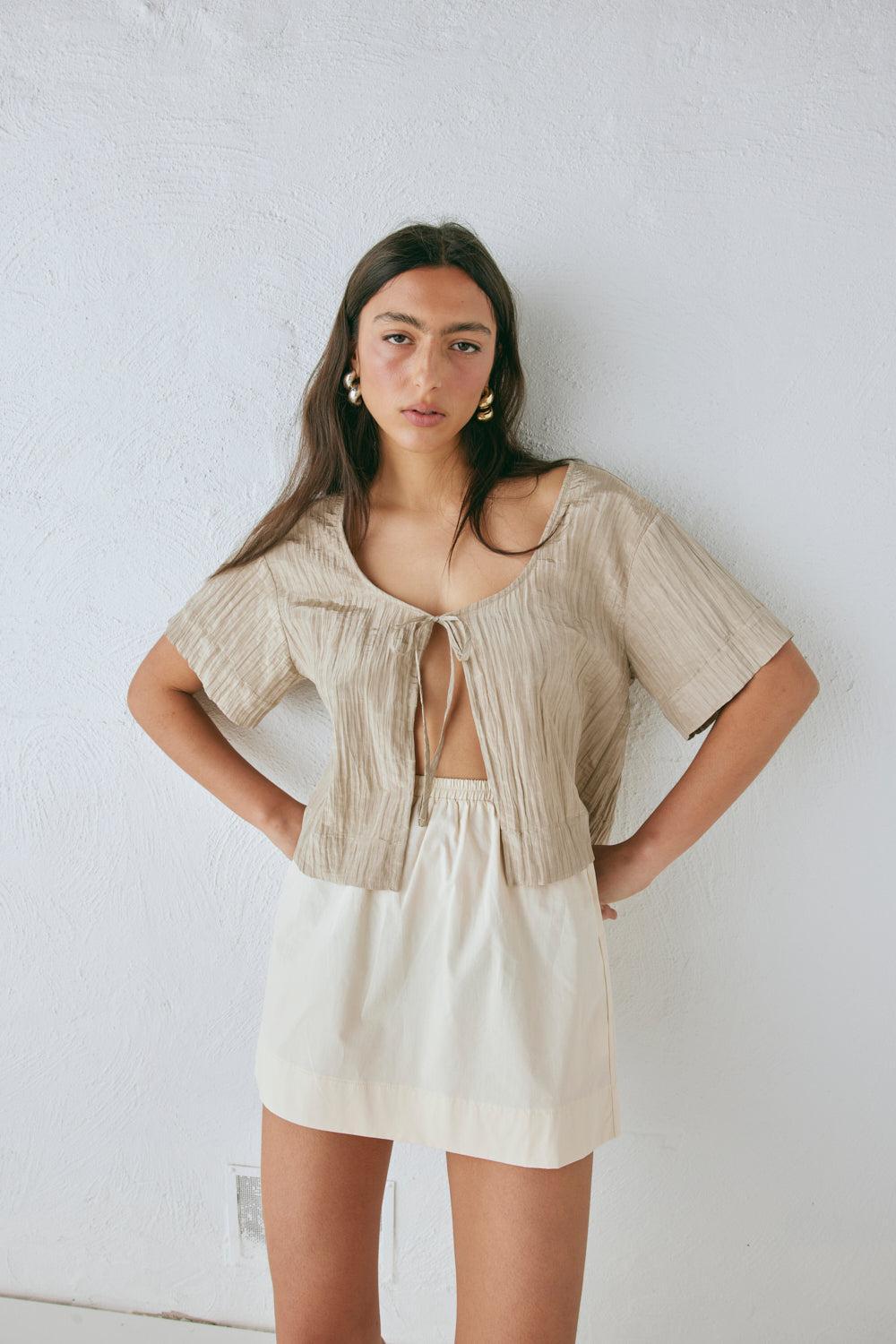 The Sea & I Smock Top Taupe Product Image