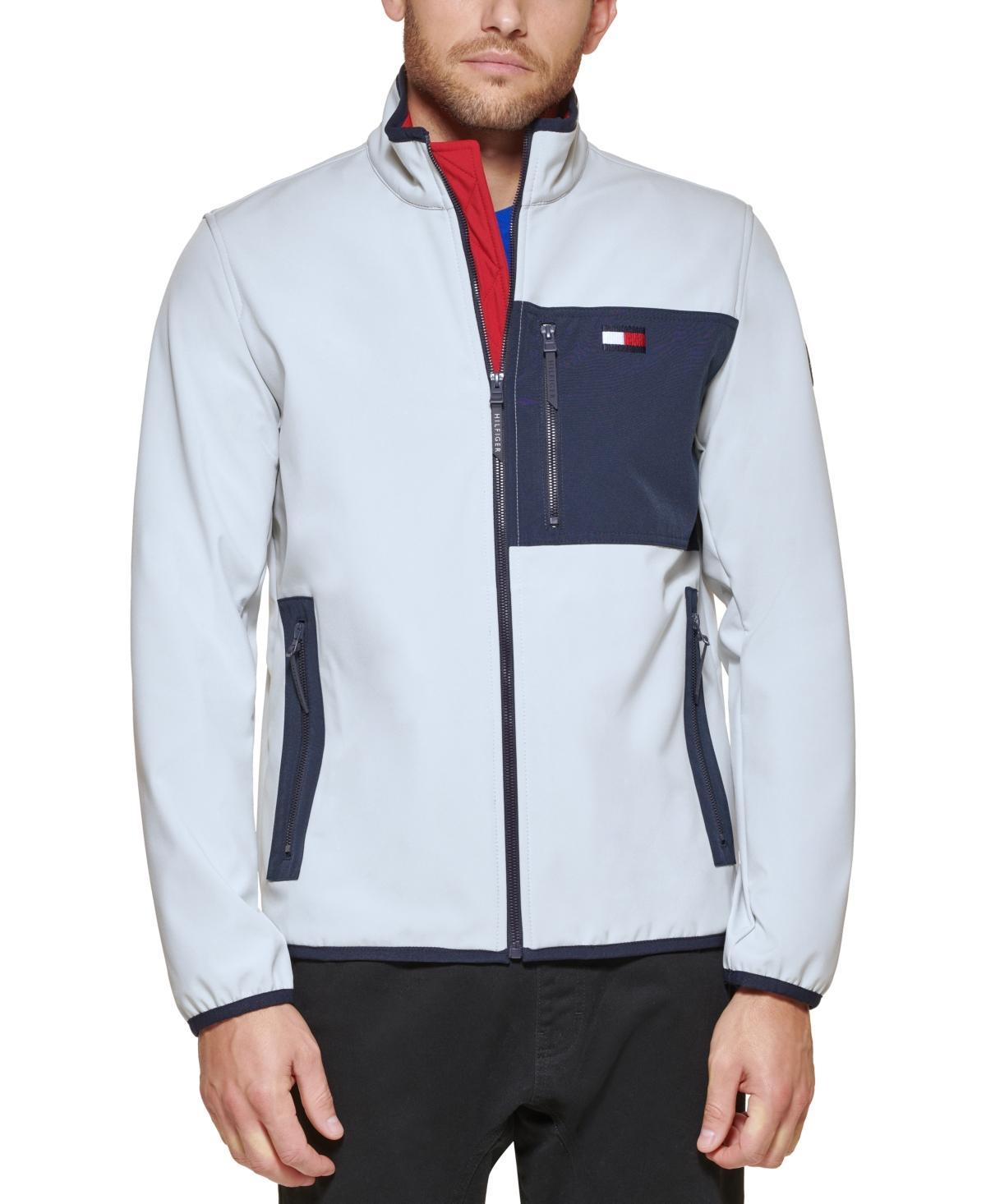 Tommy Hilfiger Mens Regular-Fit Colorblocked Soft Shell Jacket - Red Product Image