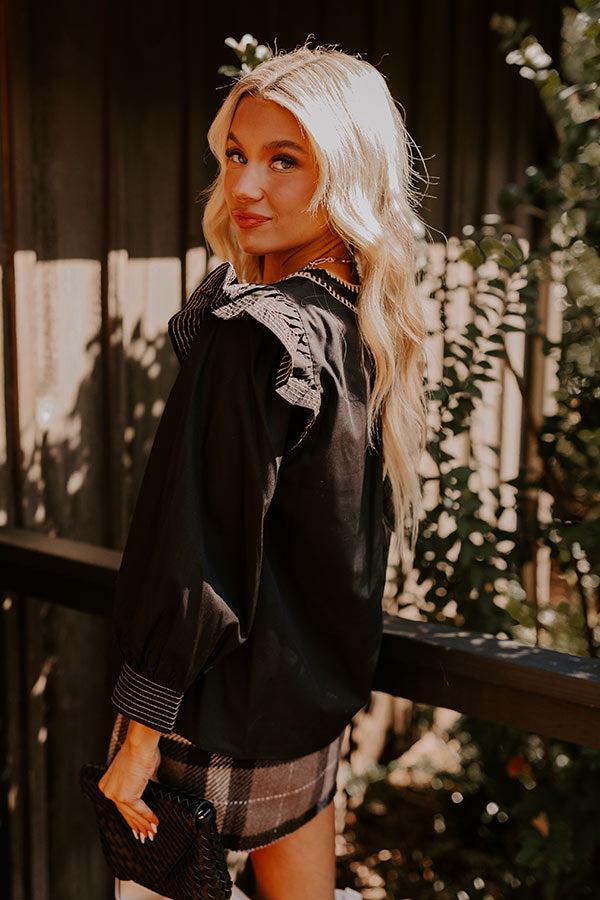 Chic Moment Ruffle Top in Black Product Image
