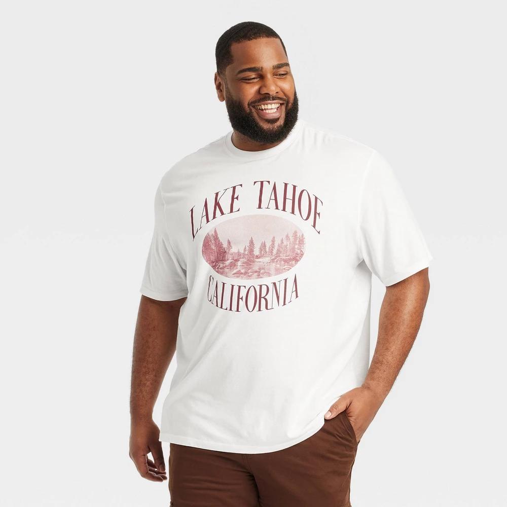 Mens Big & Tall Short Sleeve Graphic T-Shirt - Goodfellow & Co White Lake Tahoe 3XL Product Image