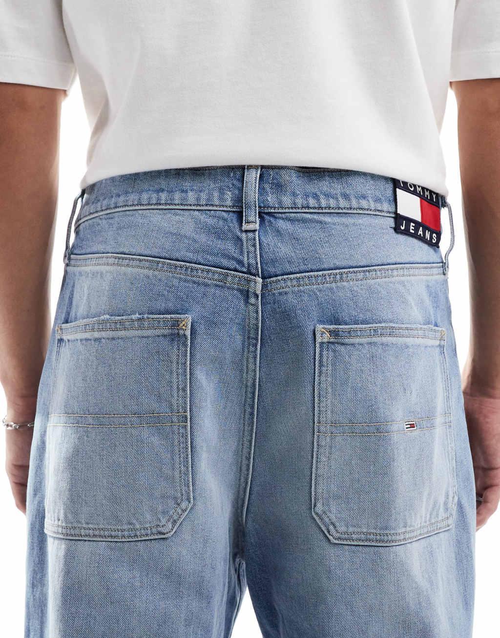 Tommy Jeans Skater ripped jeans in mid wash with flag details Product Image