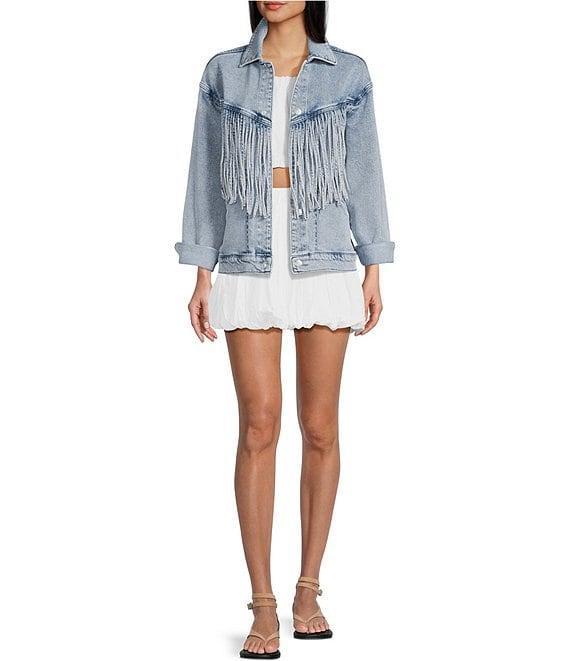 GB Oversized Fringe Denim Jacket Product Image