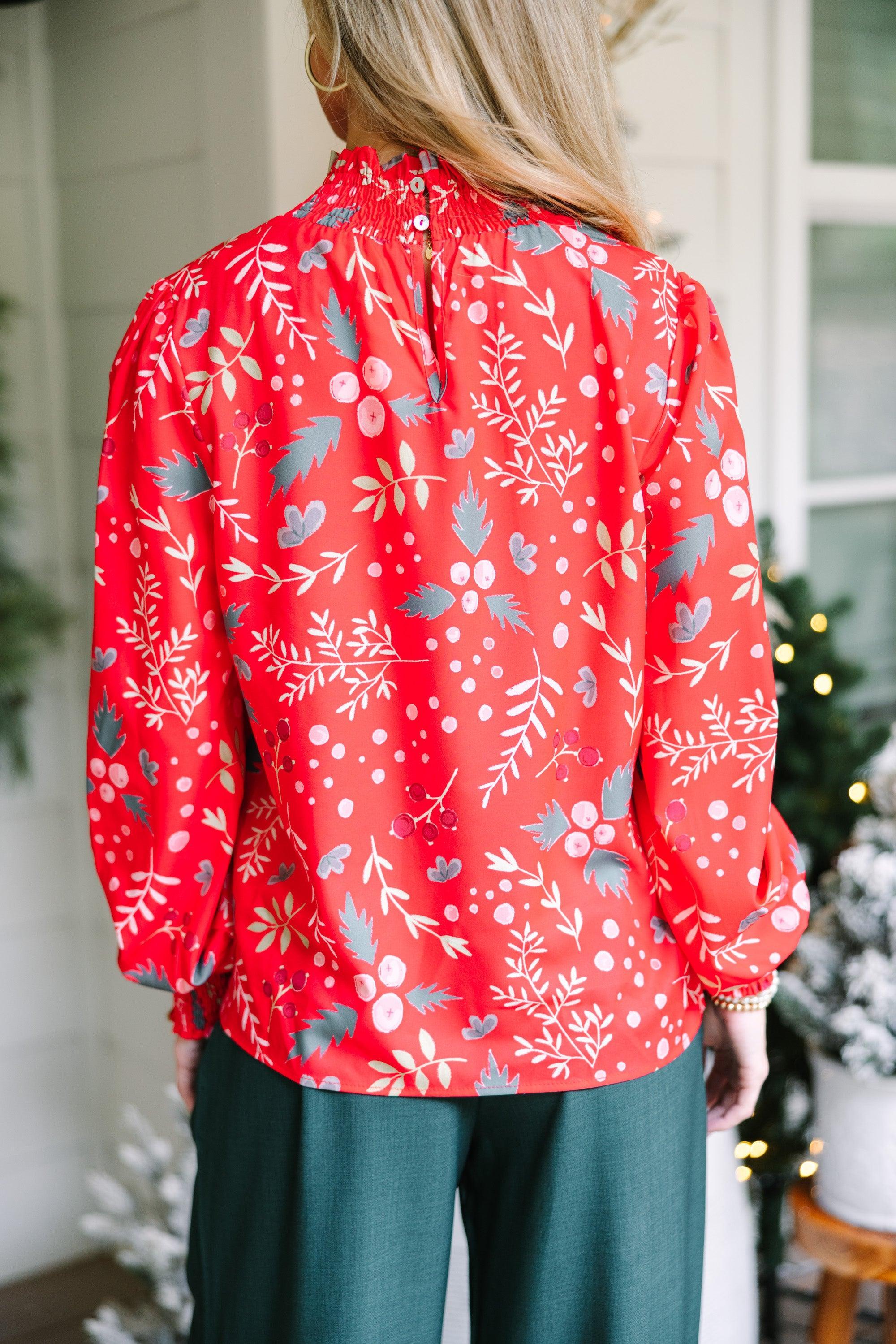 All I Need Red Holly Floral Blouse Female Product Image