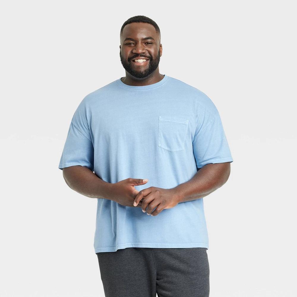 Mens Big & Tall Heavyweight Short Sleeve T-Shirt - Goodfellow & Co Light Blue 3XL Product Image