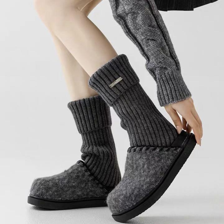 Plain Ribbed Knit Leg Warmers Product Image