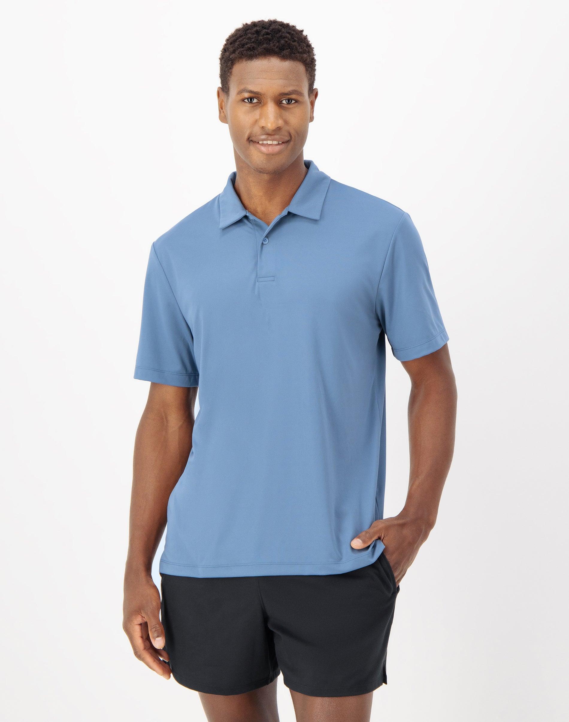 Men's Hanes® Moves Short Sleeve Performance Polo, Size: Large, Blue Dive Product Image