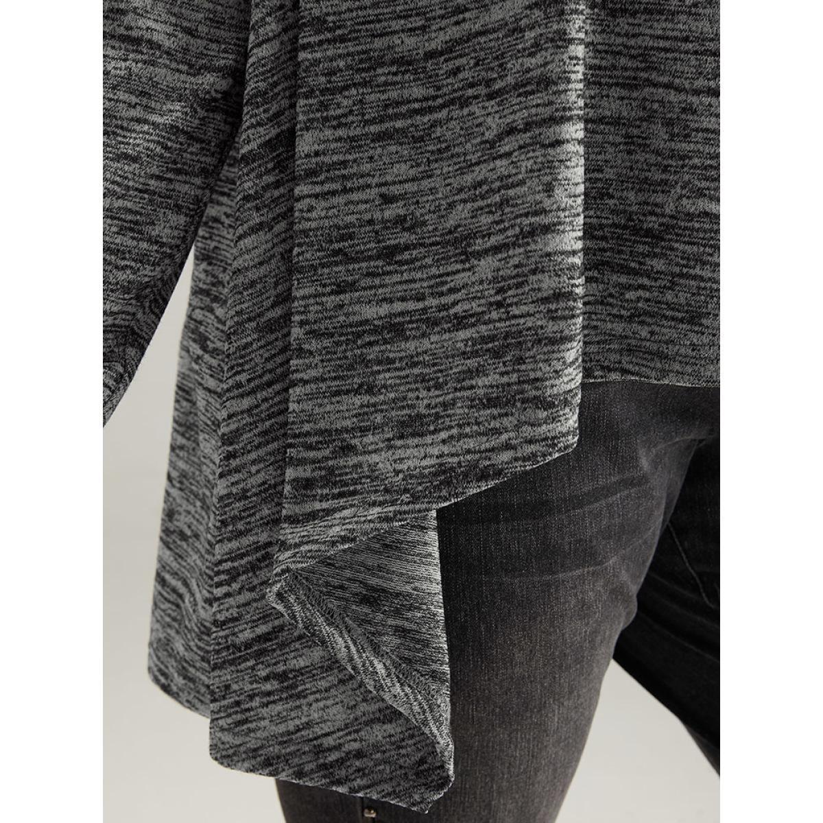 Plus Size Supersoft Essentials Solid Heather Asymmetrical Hem Kimono Women Gray Casual Texture Dailywear Kimonos BloomChic 30/6X Product Image