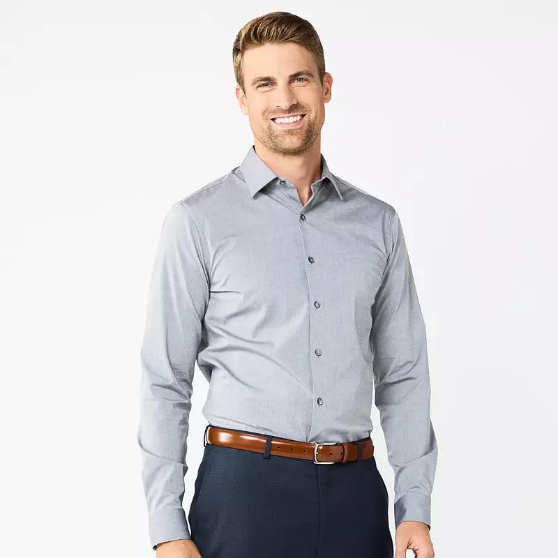 Men's Apt. 9® Premier Flex Extra-Slim Fit Wrinkle Resistant Dress Shirt, Size: Medium-34/35, Silver Product Image