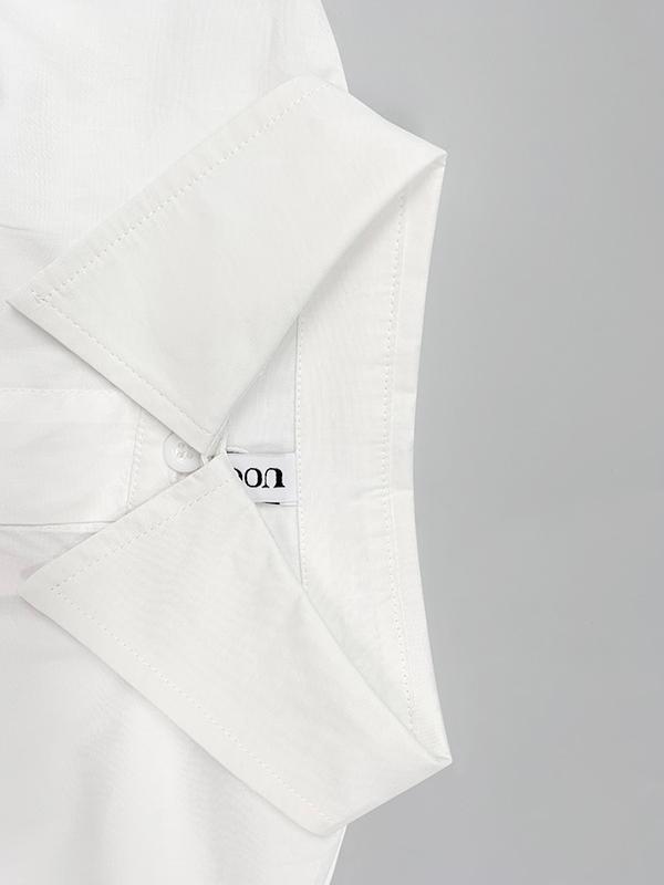 Half Sleeves Loose Buttoned Solid Color Lapel Blouses&Shirts Tops Product Image