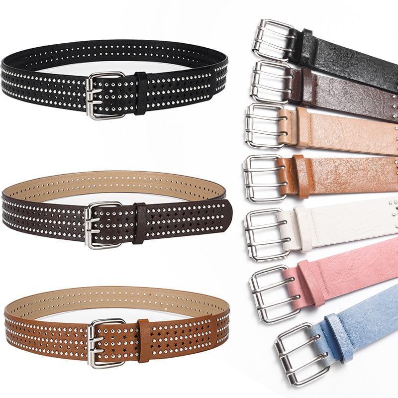 Studded Faux Leather Belt Product Image