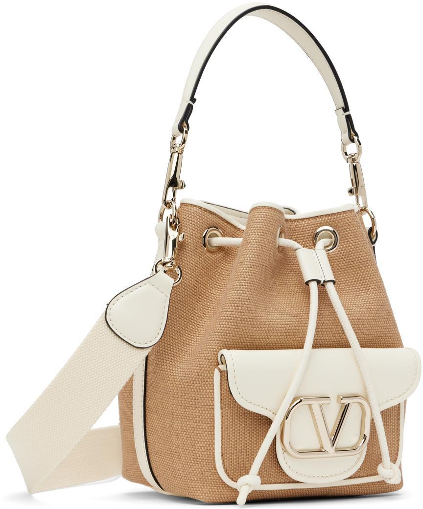 VALENTINO GARAVANI Beige Locò Raffia Bucket Bag In Yke Golden Beige/ivo Product Image