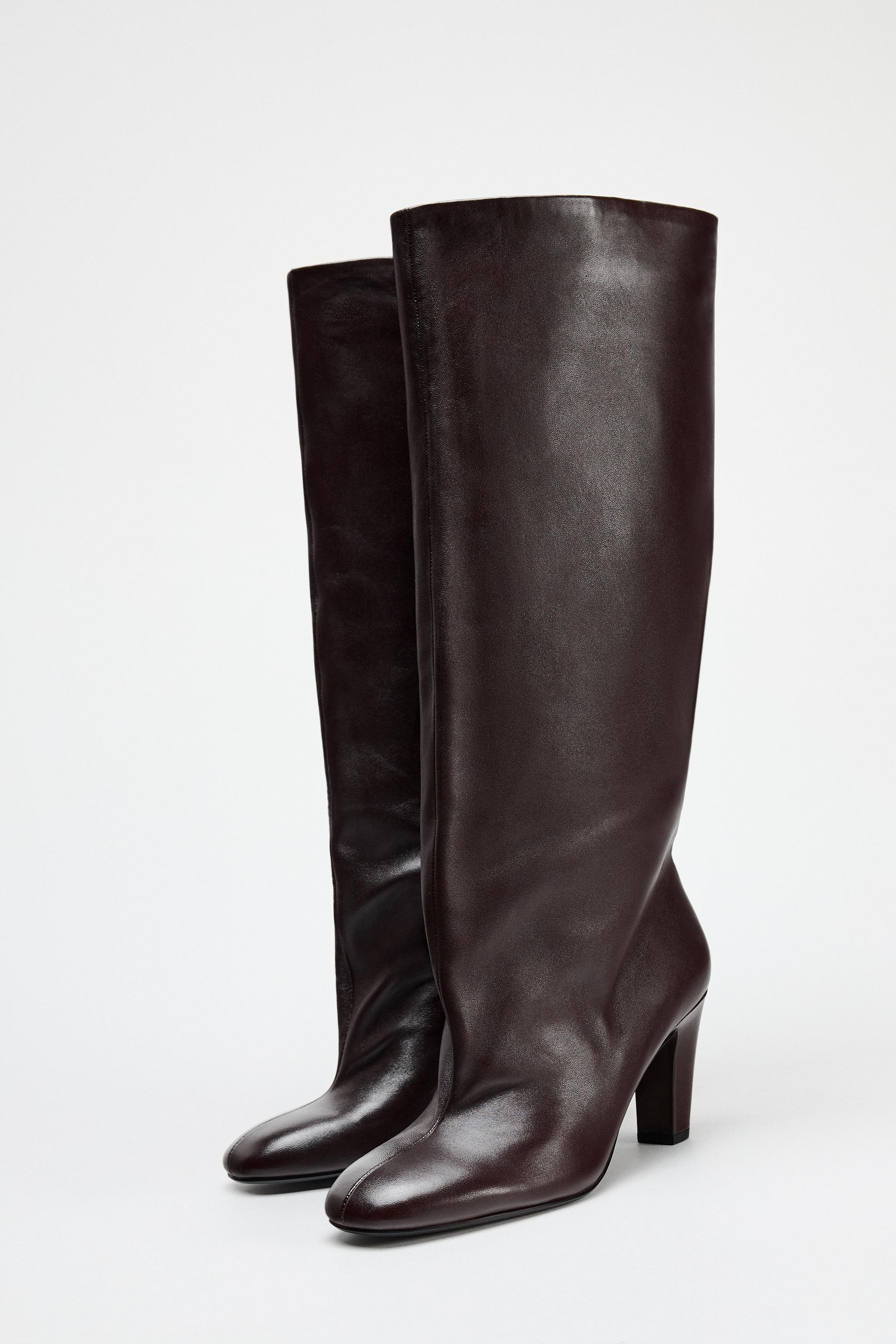 WIDE SHAFT LEATHER BOOTS Product Image