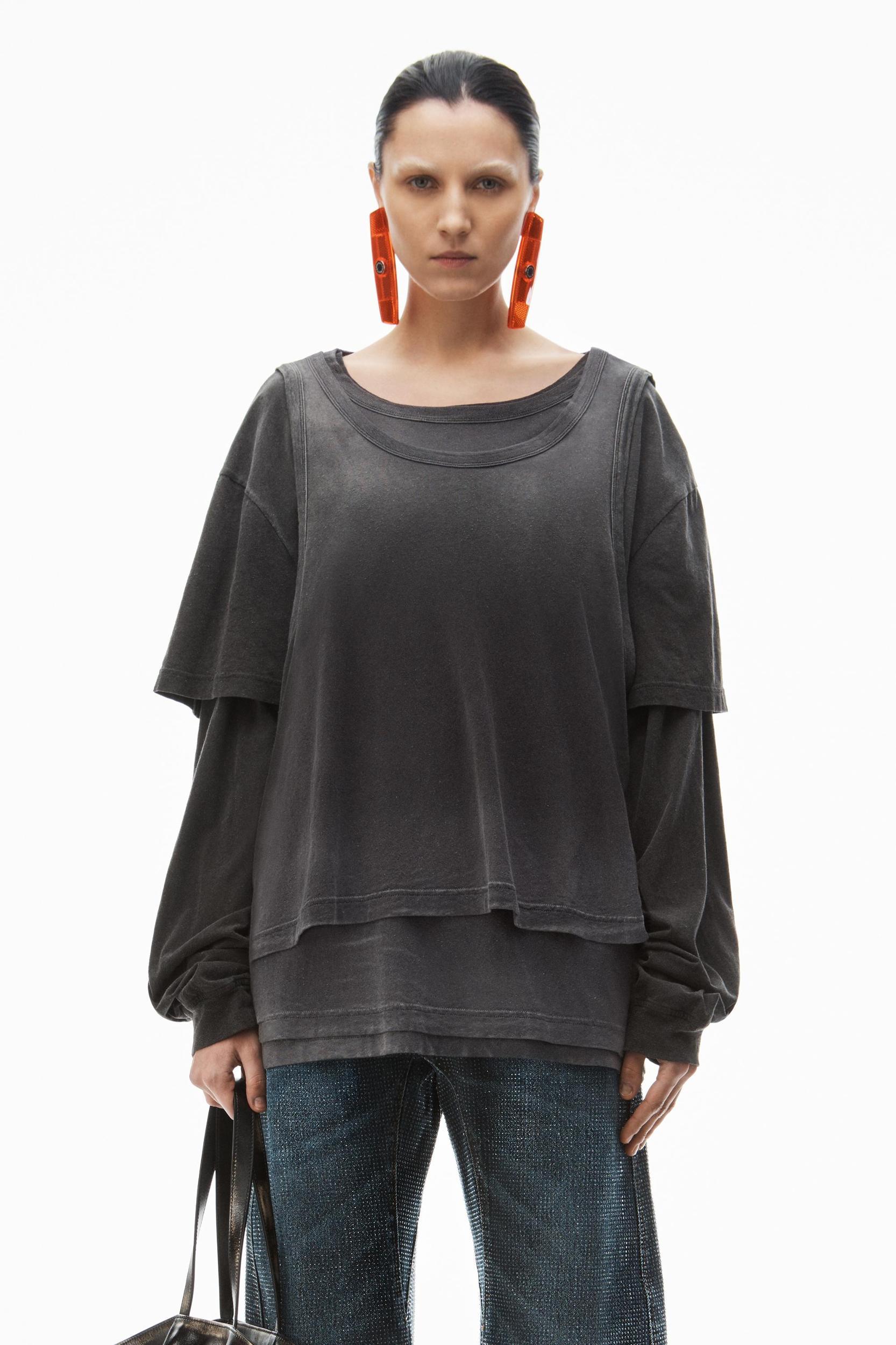 Oversize Triple-layer Unisex Tee In Cotton Product Image