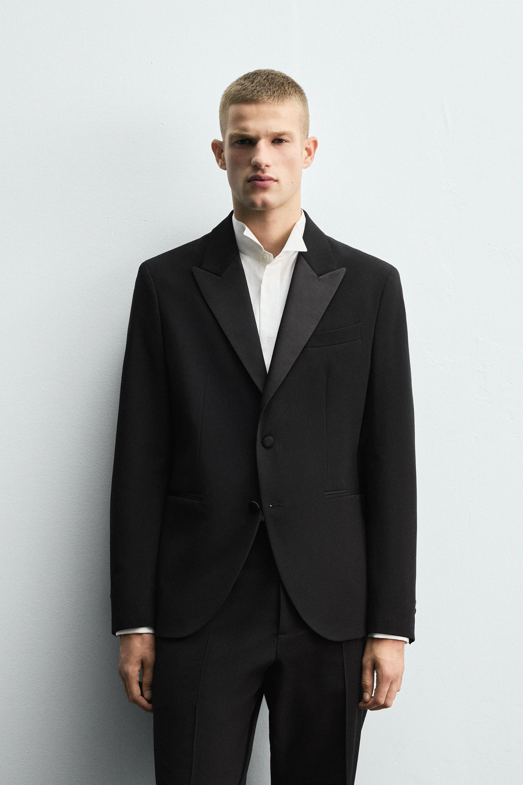 WOOL BLEND TUXEDO SUIT BLAZER Product Image