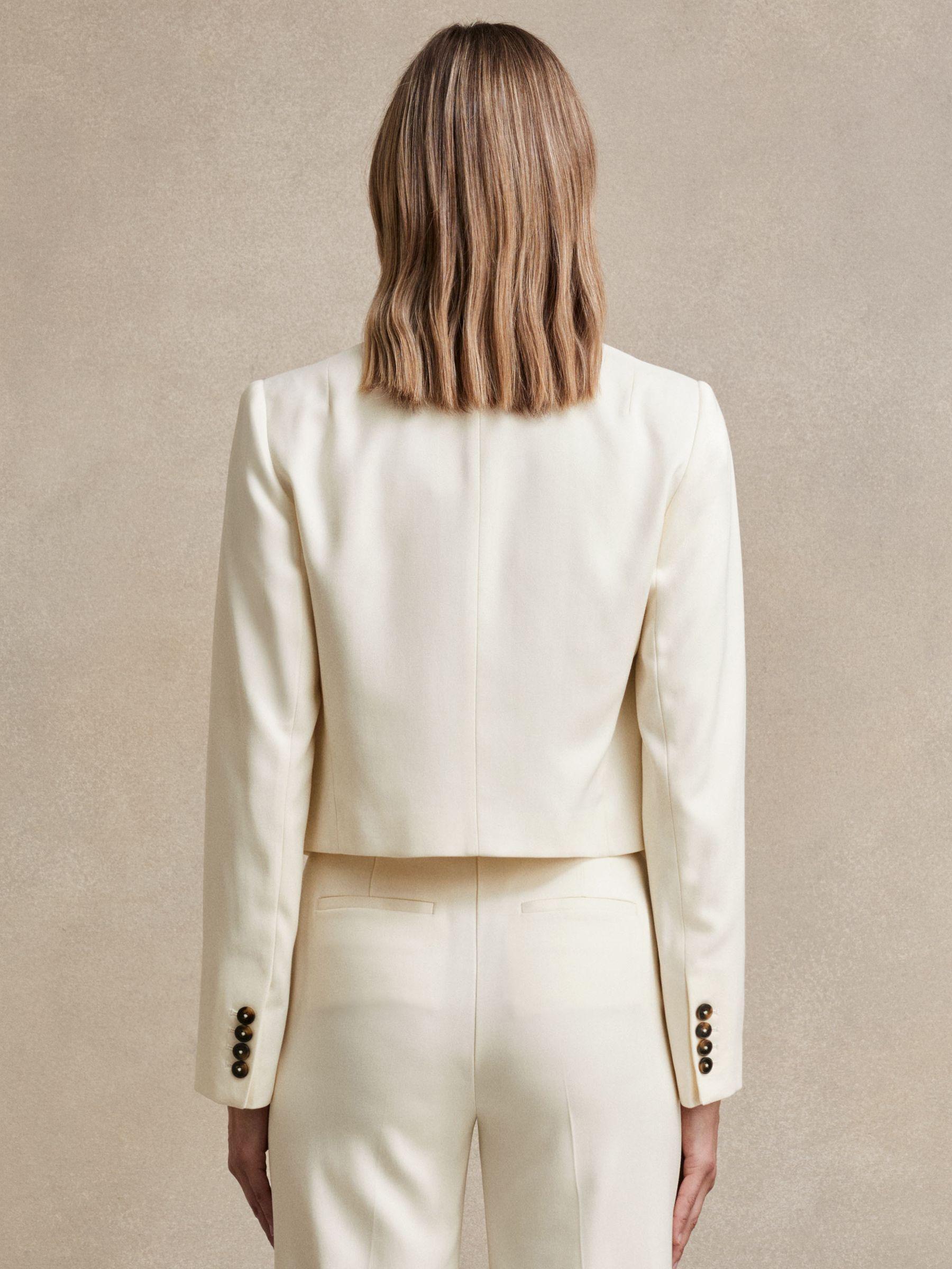 Double-Breasted Cropped Blazer in Cream Product Image