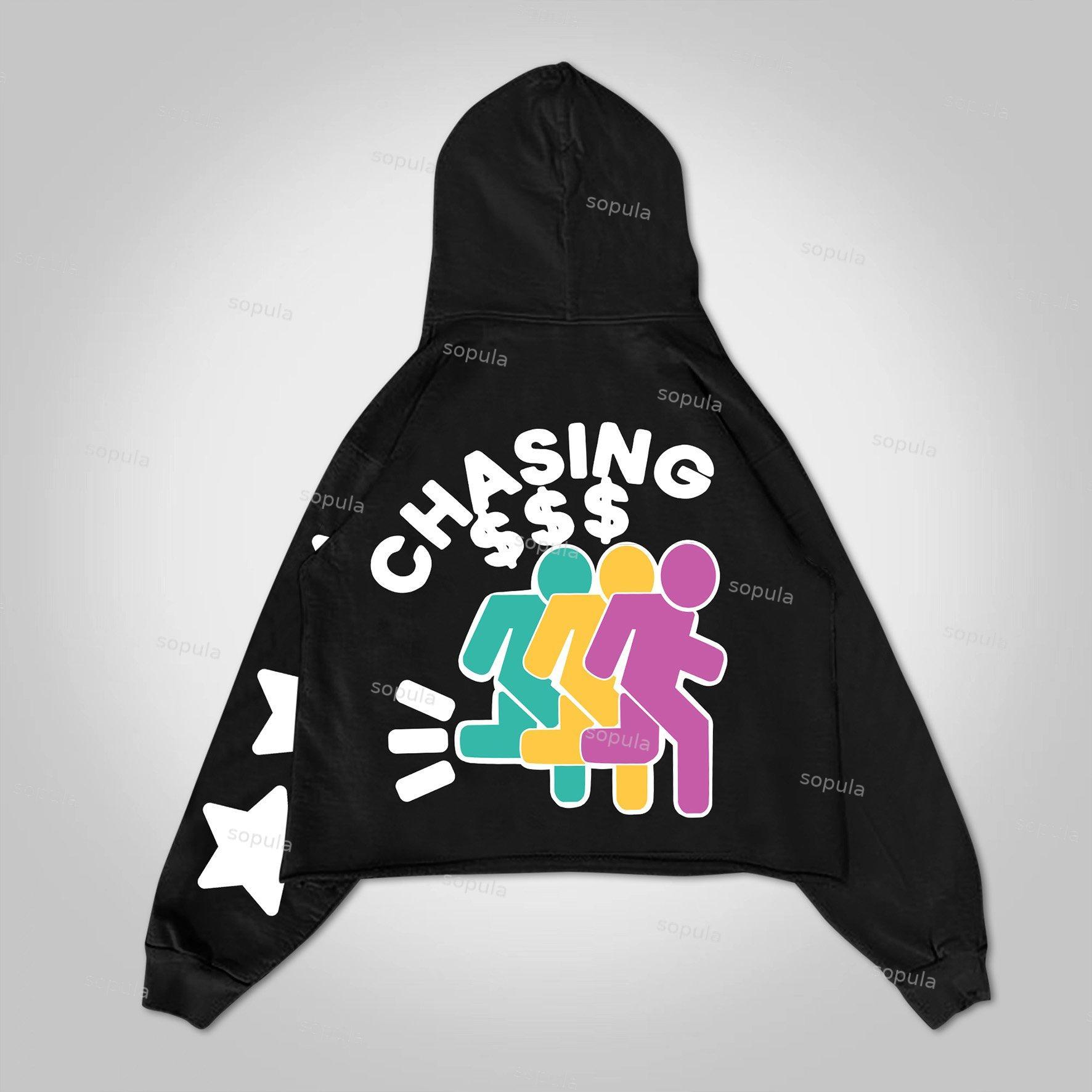 Chasing Money Print Graphic Oversized Pullover Hoodie Product Image