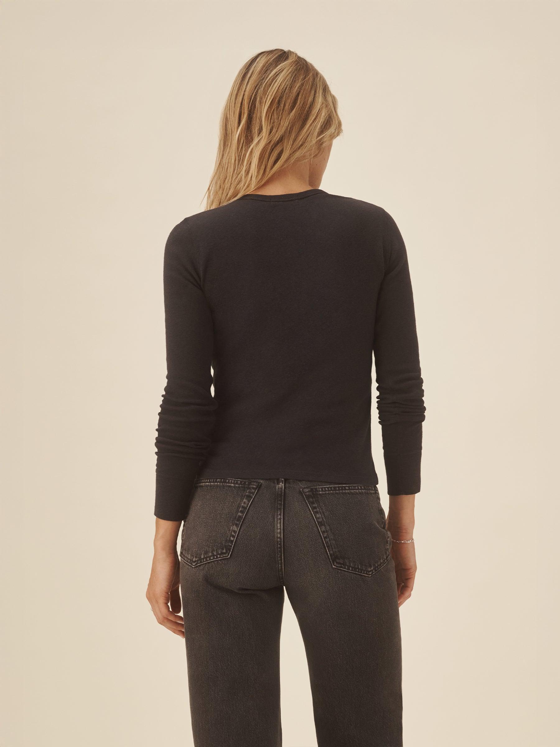 Soft Black Heirloom Rib L/S Crew Product Image