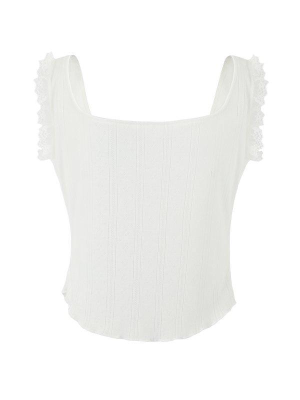 Lace Stitching Ruffle Crop Cami Top Product Image