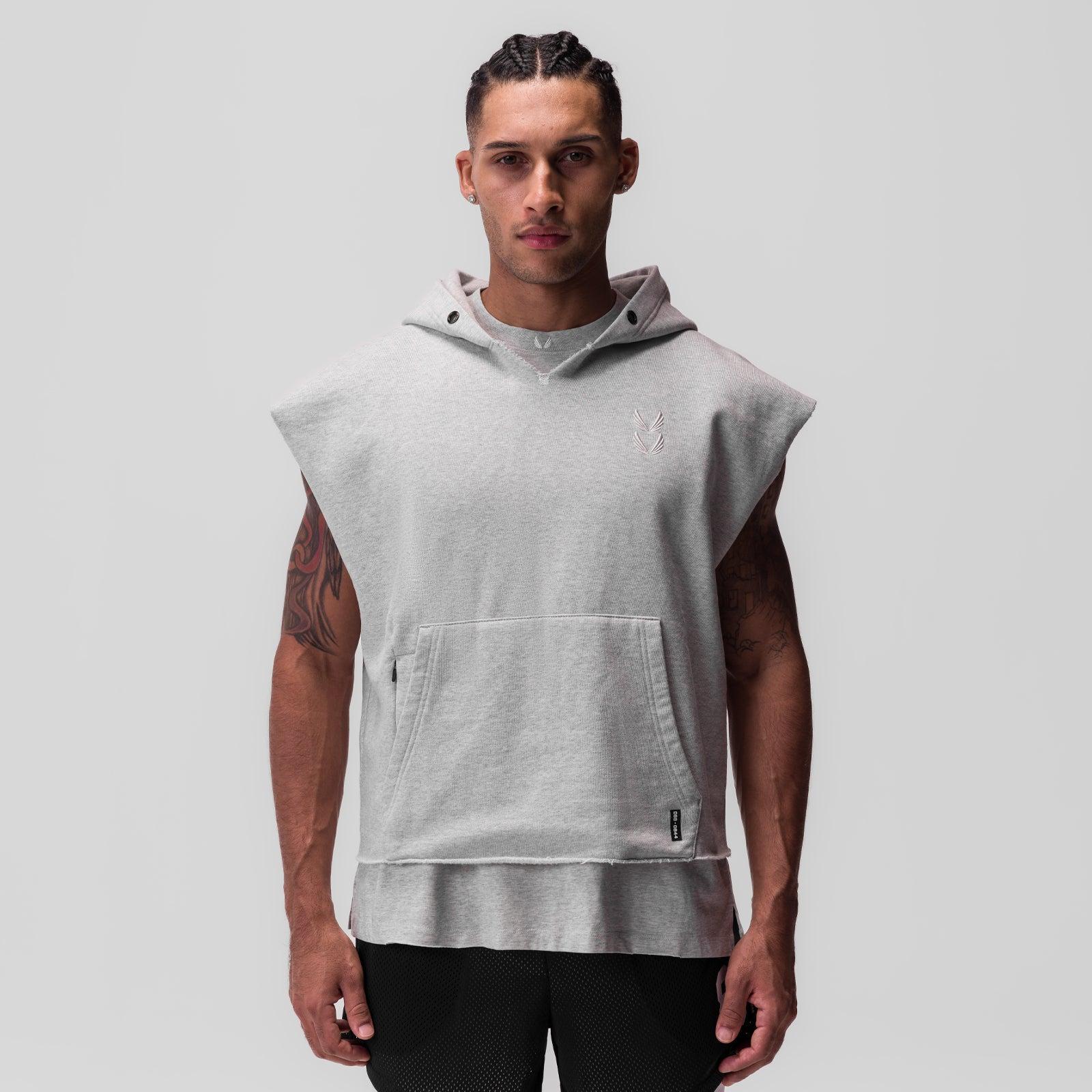 0844. Tech Essential™ Raw Hem Cutoff Hoodie - Heather Grey Product Image