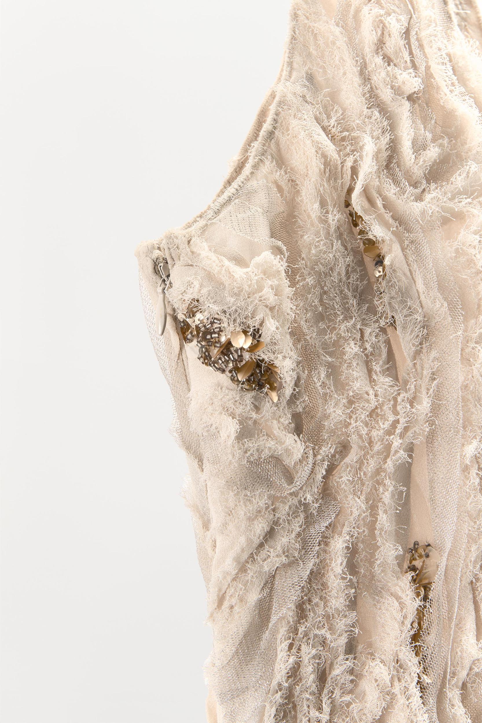 LONG BEADED TEXTURED DRESS Product Image