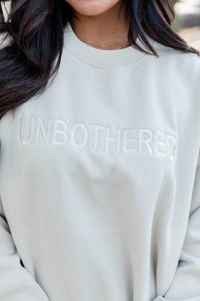 Unbothered Embroidered Ivory Oversized Sweatshirt FINAL SALE Product Image