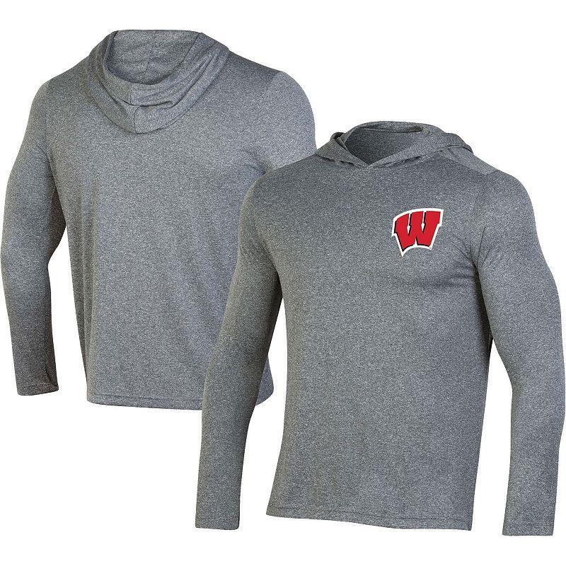 Men's Champion Gray Wisconsin Badgers Hoodie Long Sleeve T-Shirt, Size: 2XL, Grey Product Image