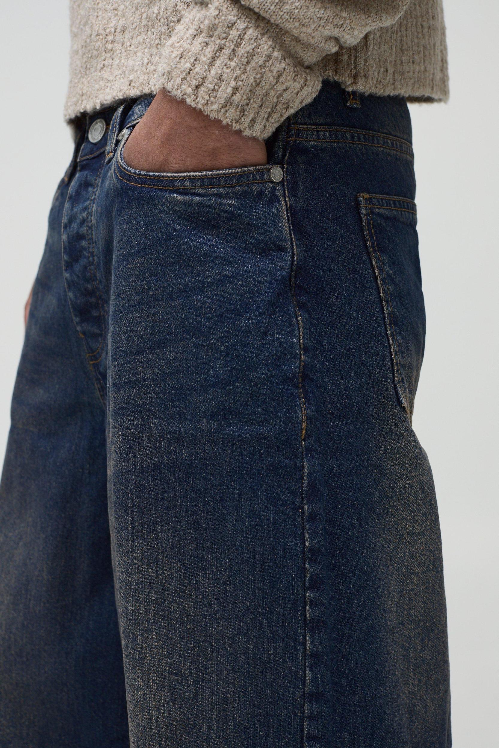 Baggy Rigid Extreme Washed Split Hem Denim Jeans | boohooMAN USA Product Image