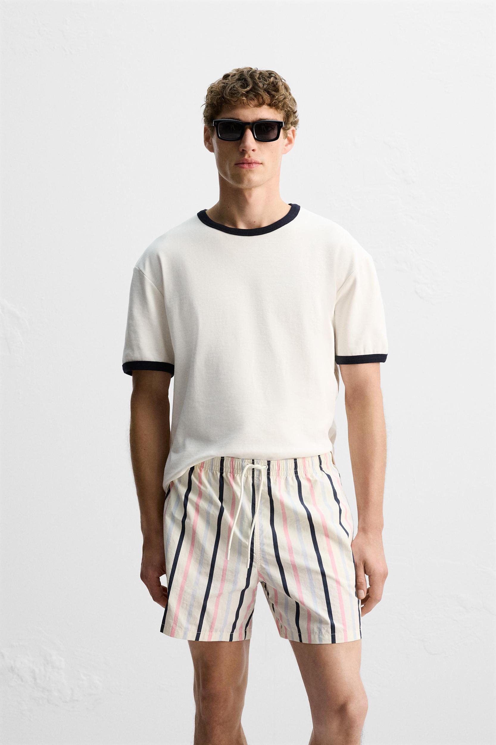 STRIPED PRINT MID-LENGTH SWIMSUIT Product Image